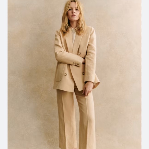 Sezane-Linen, double-breasted suit jacket-Size 42-XL - Picture 2 of 9